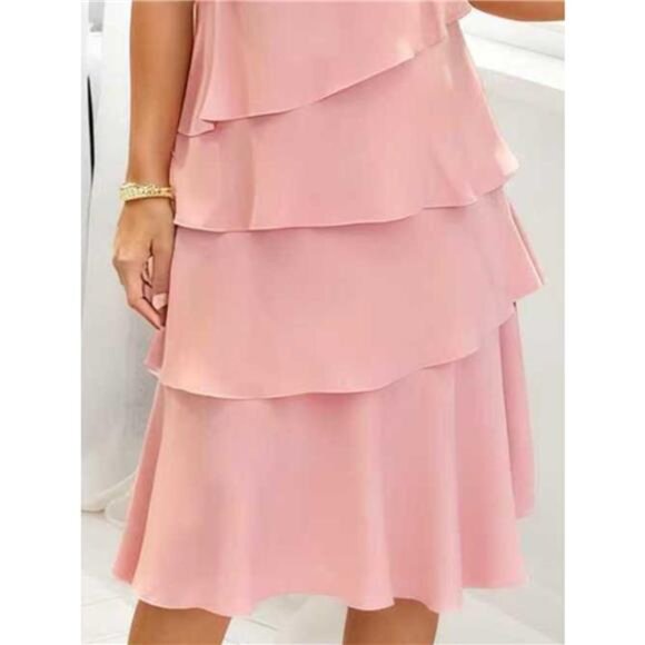 Full Size Ruffled Layered Petal Sleeve Dress Plus Size - Picture 9 of 12